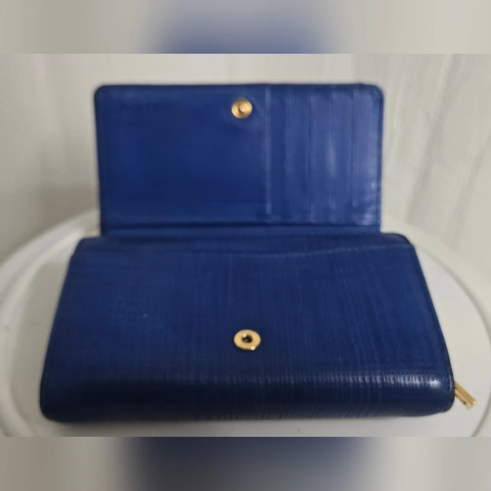 EUC Loewe Textured Navy Leather Wallet